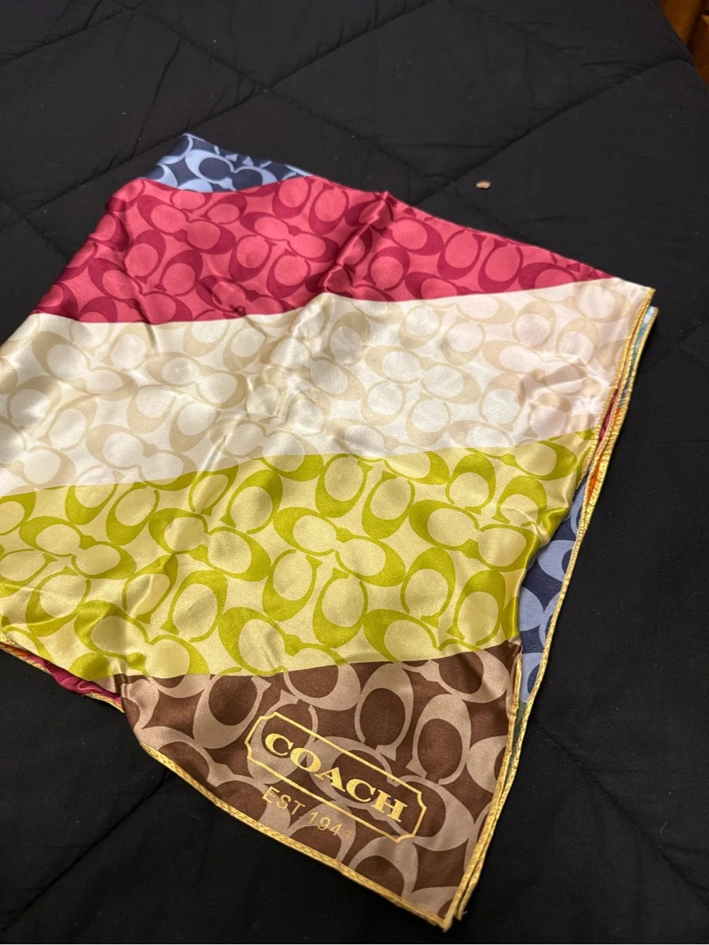 Coach Legacy Stripe Signature Silk Scarf / Wrap with Original Box – Vintage Mult